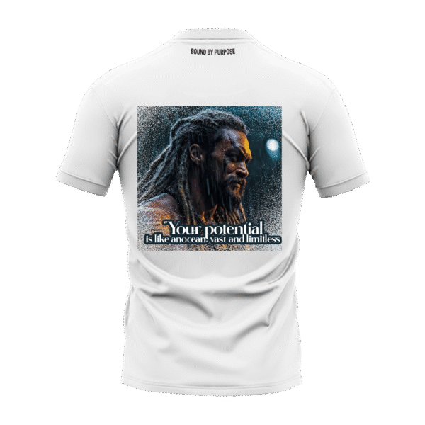 White Round Neck T-Shirt - "Vast Potential"