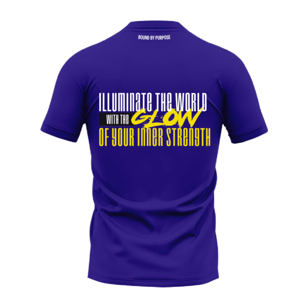 Empowerment Quote Blue Round Neck T-Shirt – “Illuminate with Inner Strength”