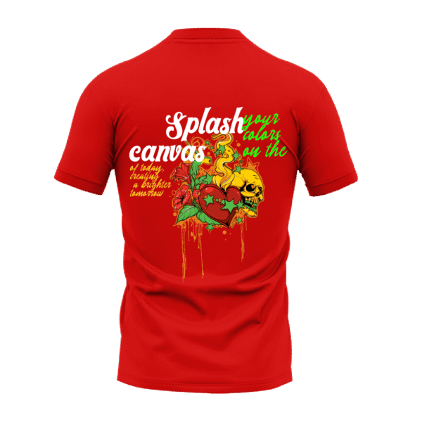 "Splash Your Colors" Inspirational Red Round Neck T-Shirt