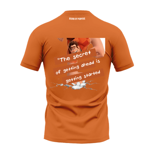 Bold Quote Orange Round Neck T-Shirt - "The Secret of Getting Ahead is Getting Started"