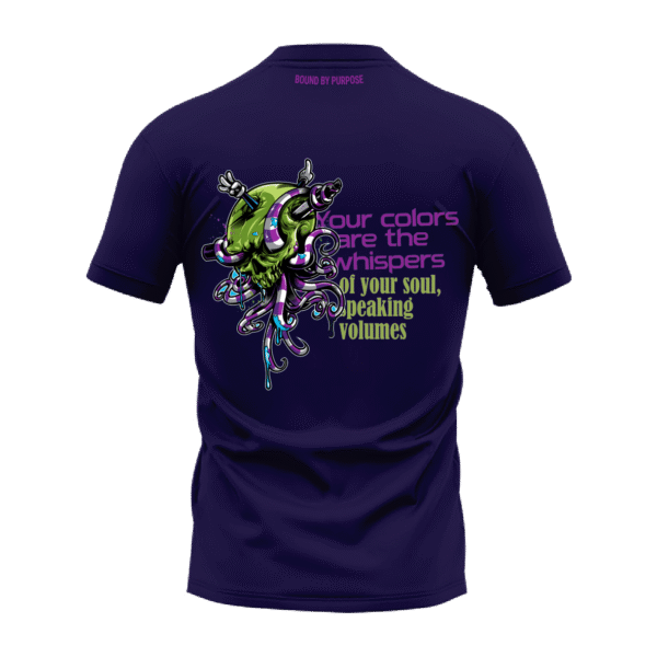 "Whispers of Your Soul" Bold Quote Blue Round Neck T-shirt