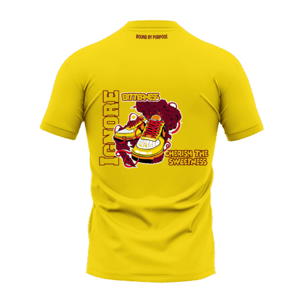 "Cherish Sweetness" Yellow Round Neck T-shirt