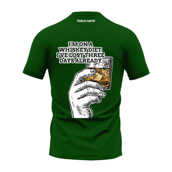 "Whiskey Diet" Green Round Neck T-shirt