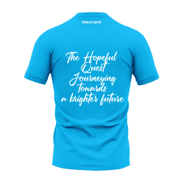 "The Hopeful Quest" Blue Round Neck T-Shirt – Bold Inspirational Graphic Tee