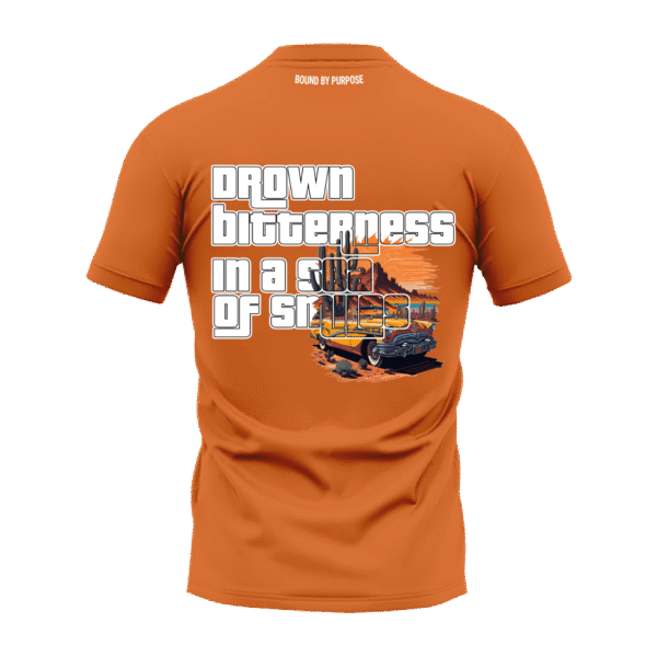 "DROWN Bitterness" Bold Orange Round Neck T-shirt