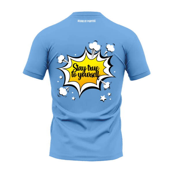 Blue "Stay True to Yourself" Bold Print Round Neck T-Shirt