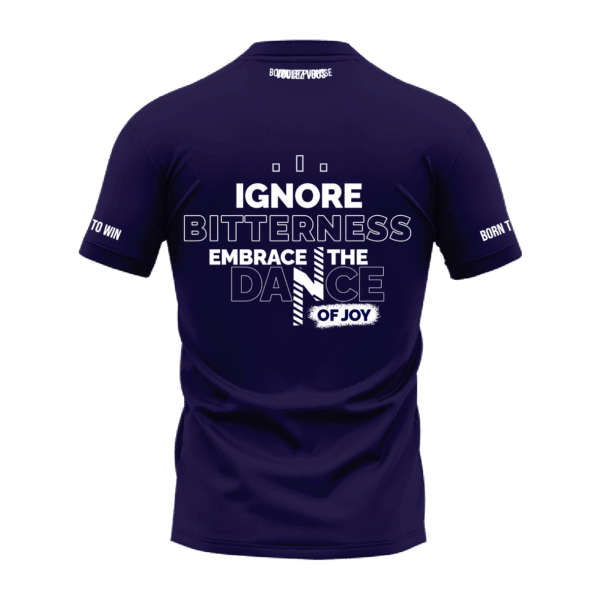 "Embrace the Dance of Joy" Bold Quote Blue Round Neck T-Shirt