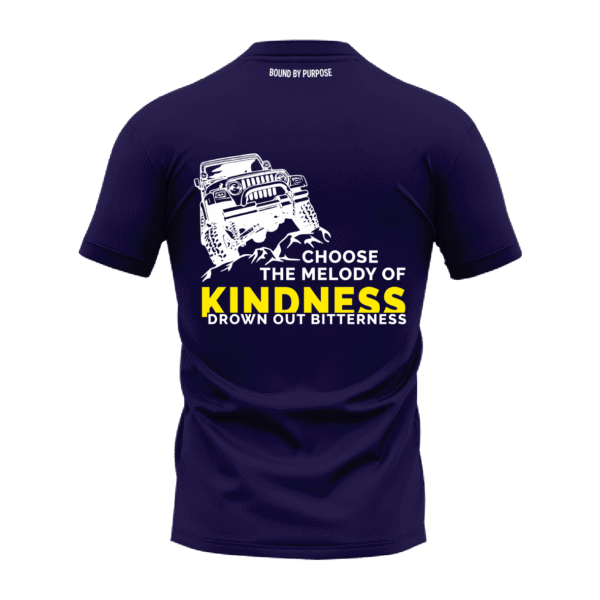 "Choose the Melody of Kindness" Bold Graphic Blue Round Neck T-Shirt