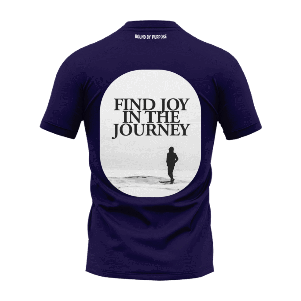 Blue "Find Joy in the Journey" Bold Text Round Neck T-Shirt