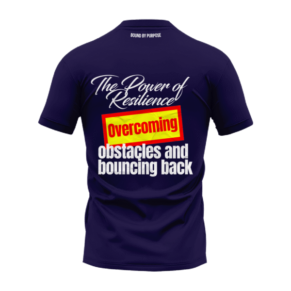 "The Power of Overcoming Obstacles" Blue Round Neck T-Shirt