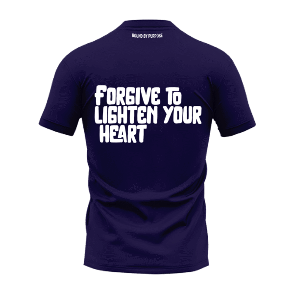 Blue "FORGIVE TO LIGHTEN YOUR HEART" Bold Print Round Neck T-shirt