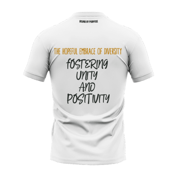 "Hopeful Embrace" White Round Neck T-shirt