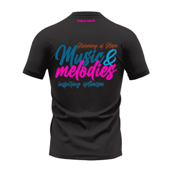 "Harmony of Hope" Inspirational Music Black Round Neck T-shirt