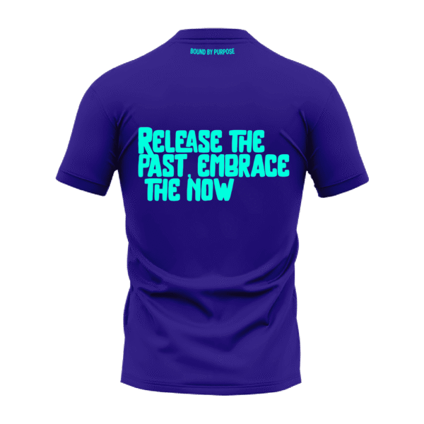 "Release and Embrace" Inspirational Blue Round Neck T-shirt