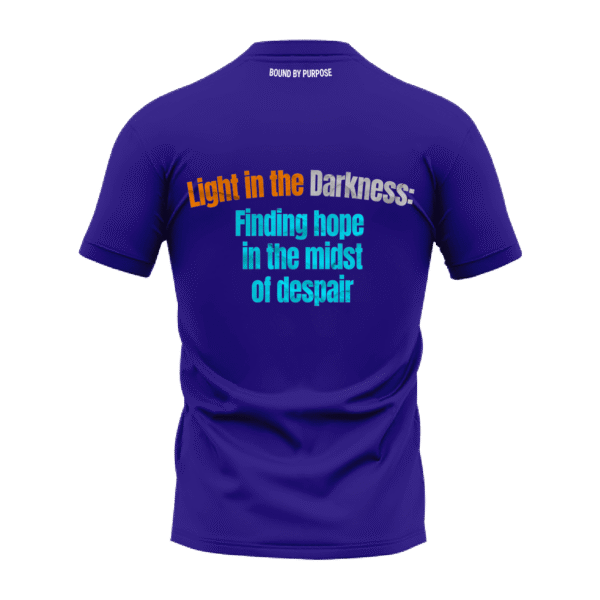 "Light in the Darkness" Inspirational Blue Round Neck T-shirt