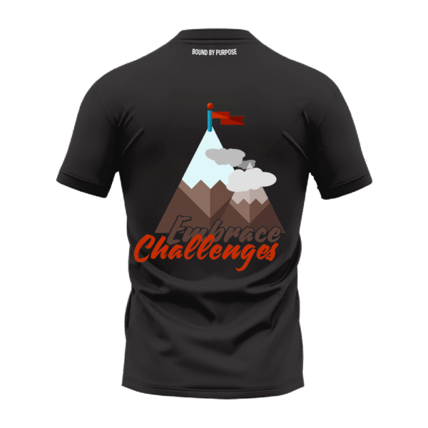 Embrace Challenges Black Round Neck T-Shirt