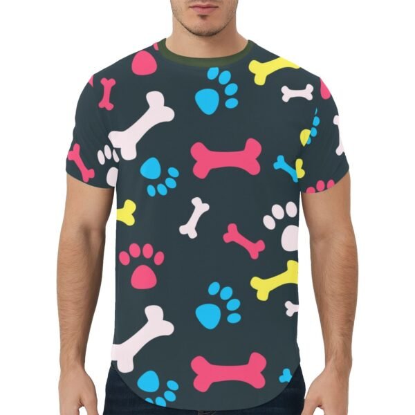 Men's All Over Print Curved Hem T-Shirt (T76)