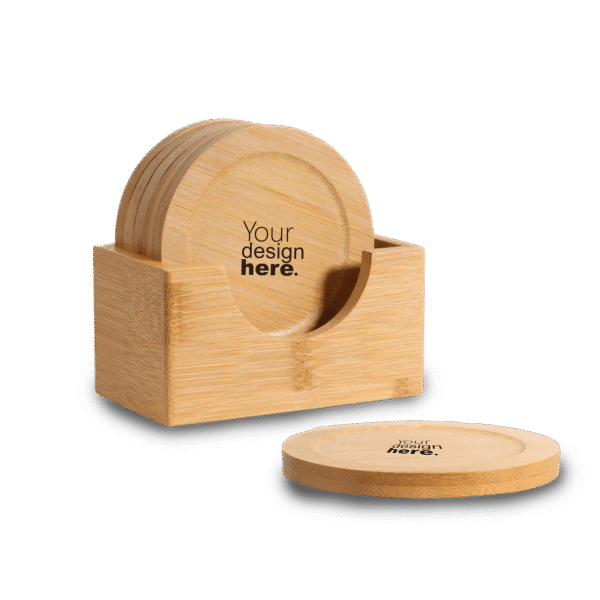 Elegant Round Wooden Coasters – Set of 6