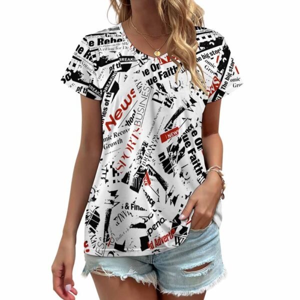 V-neck short sleeve T-shirt