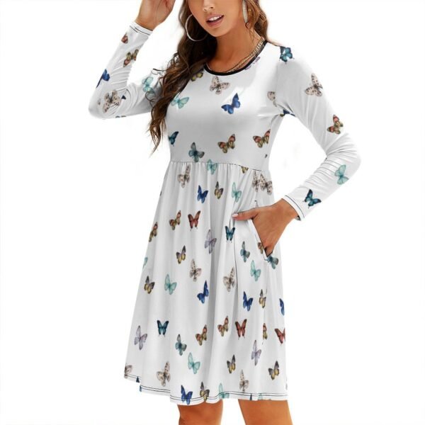 All Over Printing Round Neck Baggy Dress