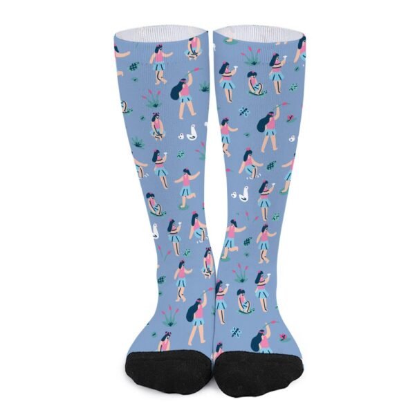 Long Cute Women Colorblock Socks(Black part is not customizable)