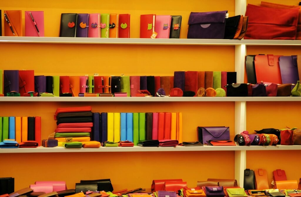 A variety of blank promotional items in bright colors