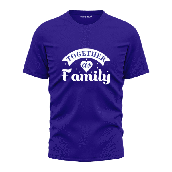 Blue Round-Neck T-Shirt - "Together as Family"