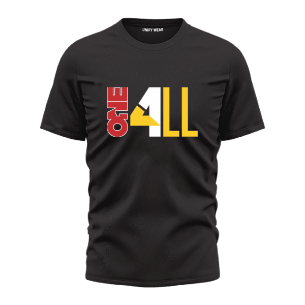 Black Round-Neck T-Shirt - "ONE FOR ALL"