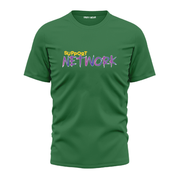 Green Round-Neck T-Shirt - "Support Network"
