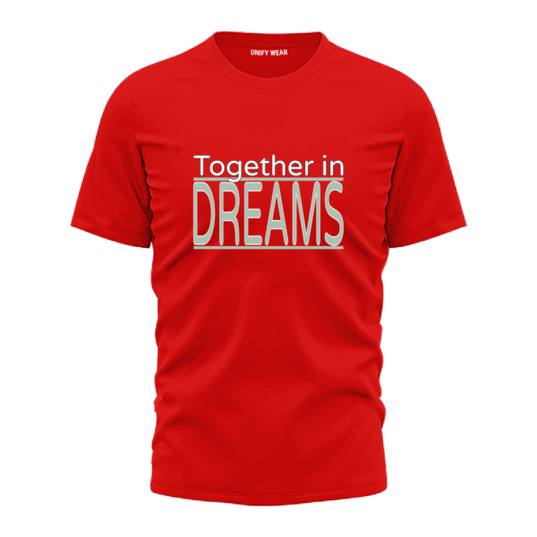 Red Round-Neck T-Shirt - "TOGETHER IN DREAMS"