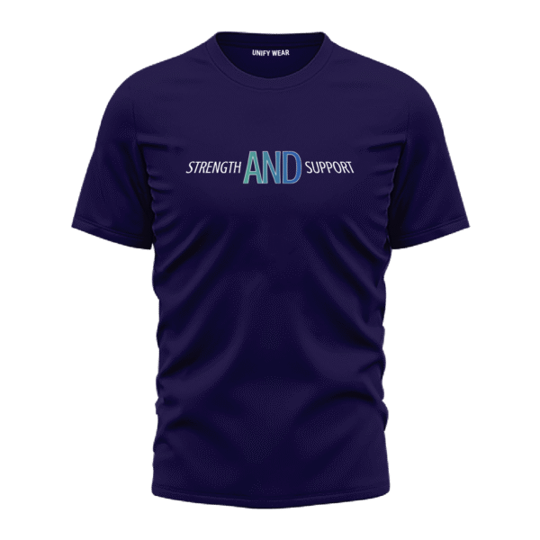 Purple Round Neck T-Shirt - "Strength and Support" Bold Text