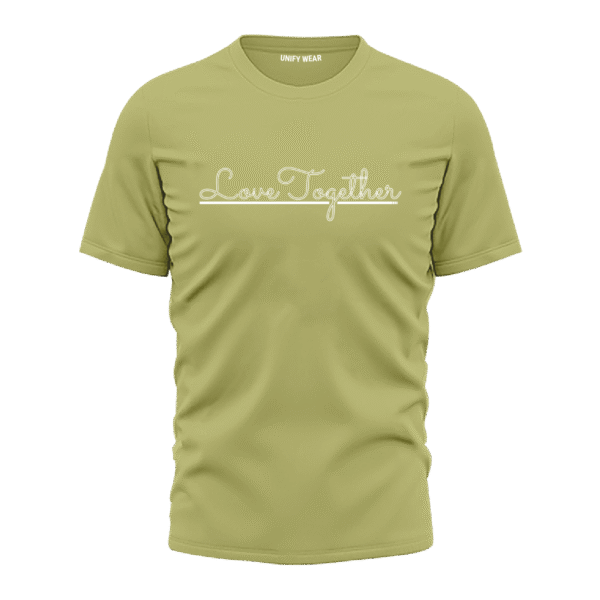 Olive Green Round Neck T-Shirt - "Love Together" Bold Text
