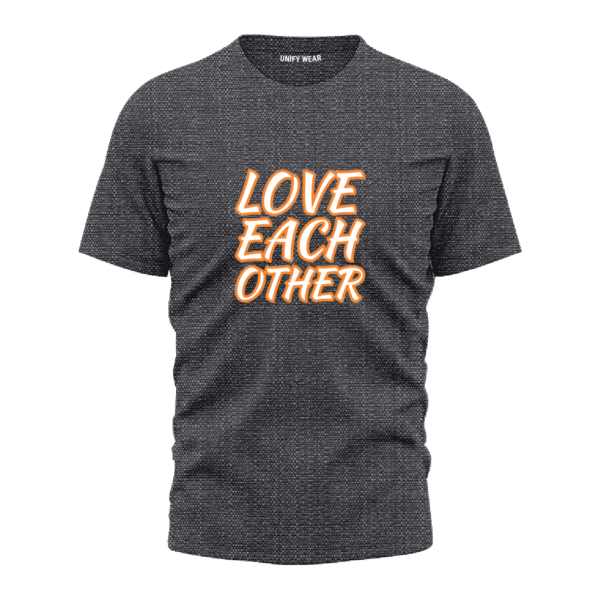 Black Round Neck T-Shirt - "Love Each Other" Bold Text