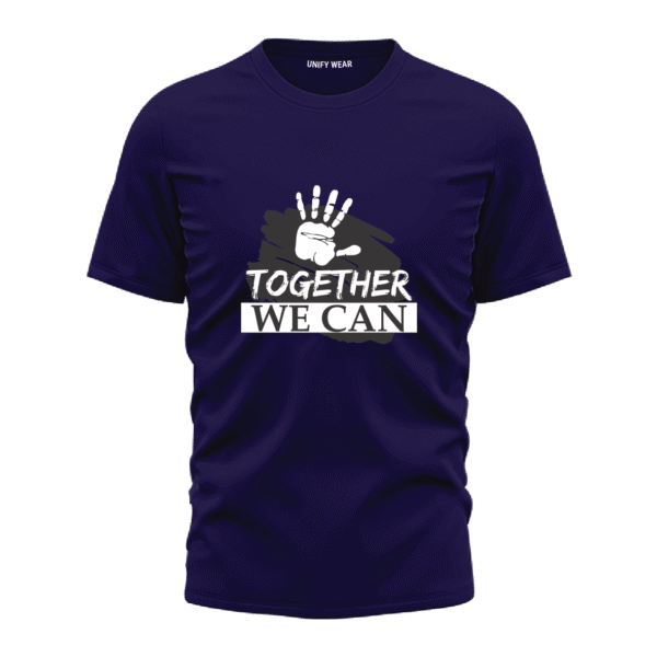 Navy Blue T-shirt Round Neck "Together We Can"