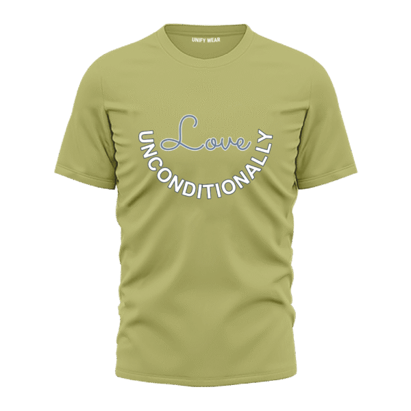 Unisex Round Neck T-shirt Lime Green "Love Unconditionally" Bold Print