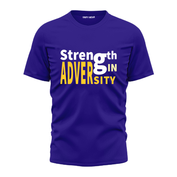 Strength in Adversity Blue Round Neck T-Shirt