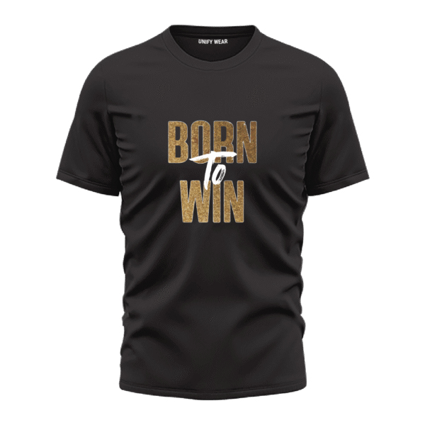 "Born To Win" Bold Print Black Round Neck T-Shirt for Men/Women