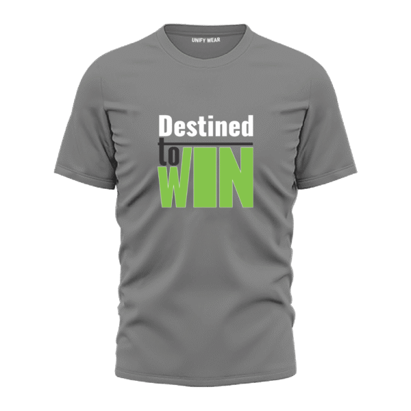 Grey Round Neck T-Shirt - "Destined to Win" Bold Text
