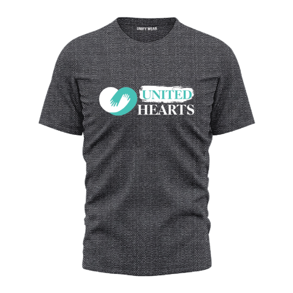 United Hearts Black Round Neck T-Shirt