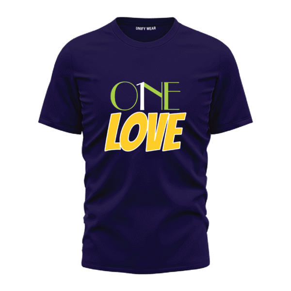 Blue Round-Neck T-Shirt - "One Love"