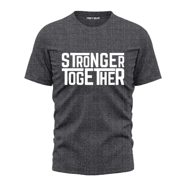 Black Round-Neck T-Shirt - "Stronger Together"
