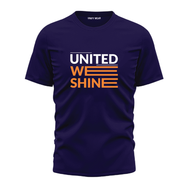 Blue Round Neck T-Shirt - "United We Shine" Bold Print