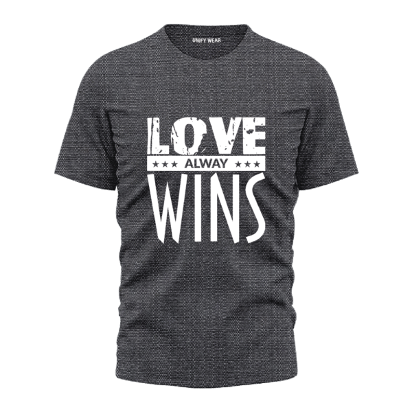 Black Check Round Neck T-Shirt - "Love Always Wins" Bold Print