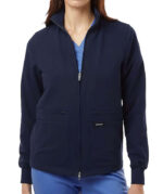 Jaanuu Women's Ceri Essential Six-Pocket Full-Zip Scrub Jacket - Embroidered - Image 2