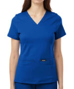 Jaanuu Women's Cesi Ultrasoft Two-Pocket V-Neck Scrub Top - Embroidered - Image 2