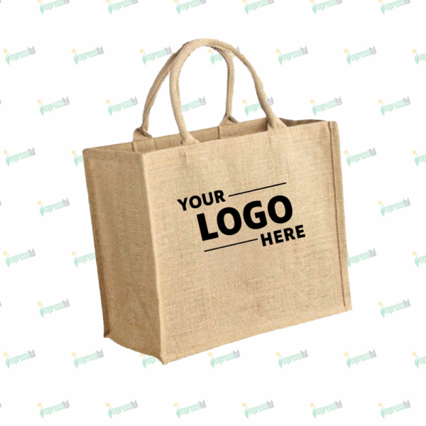 Horizontal Jute Shopping Bag | Eco-Friendly Reusable Tote by Impressiful