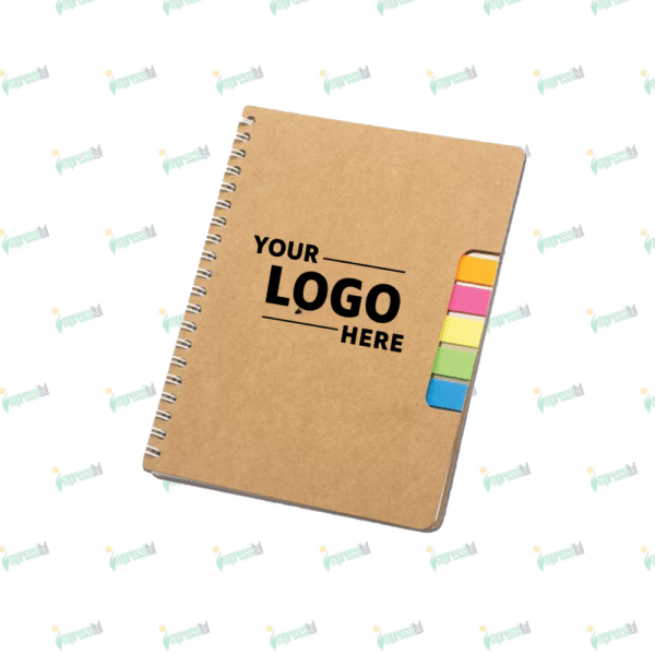 Spiral Notebook with Sticky Notes & Pen | All-in-One Stationery Set by Impressiful