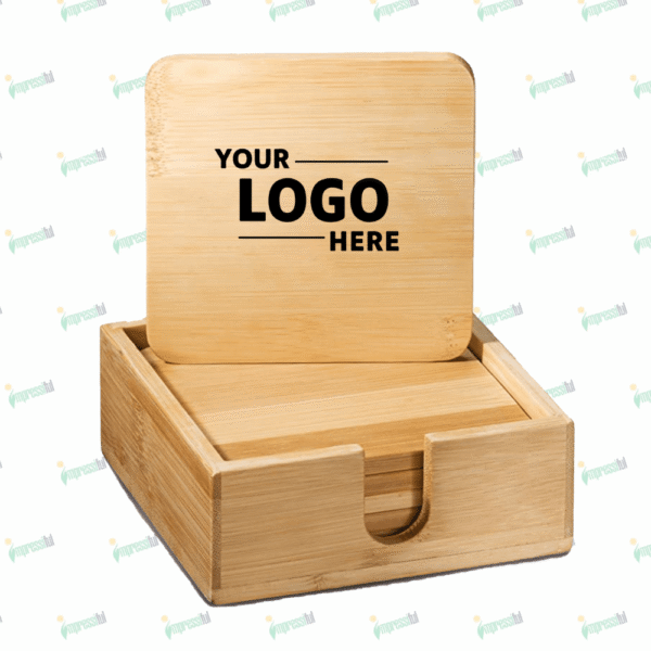 Square Bamboo Coasters – Set of 4 | Eco-Friendly Drink Coasters by Impressiful