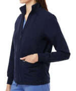 Jaanuu Women's Ceri Essential Six-Pocket Full-Zip Scrub Jacket - Embroidered - Image 4