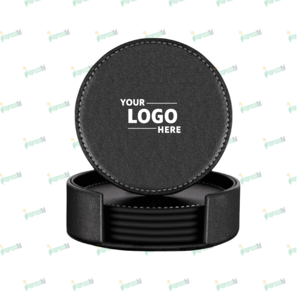 PU Leather Coasters – Set of 6 | Premium Drink Coaster Set by Impressiful